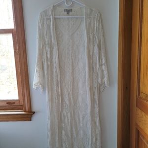 Francesca's Addyson Open Lace Duster, White, Small, NWOT
